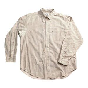 Vintage Ralph Lauren Jeans Company Shirt Mens XL Beige Striped 80s 90s Military
